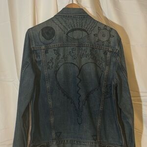 ARX collective Embroidered Denim Jacket with Heart Design